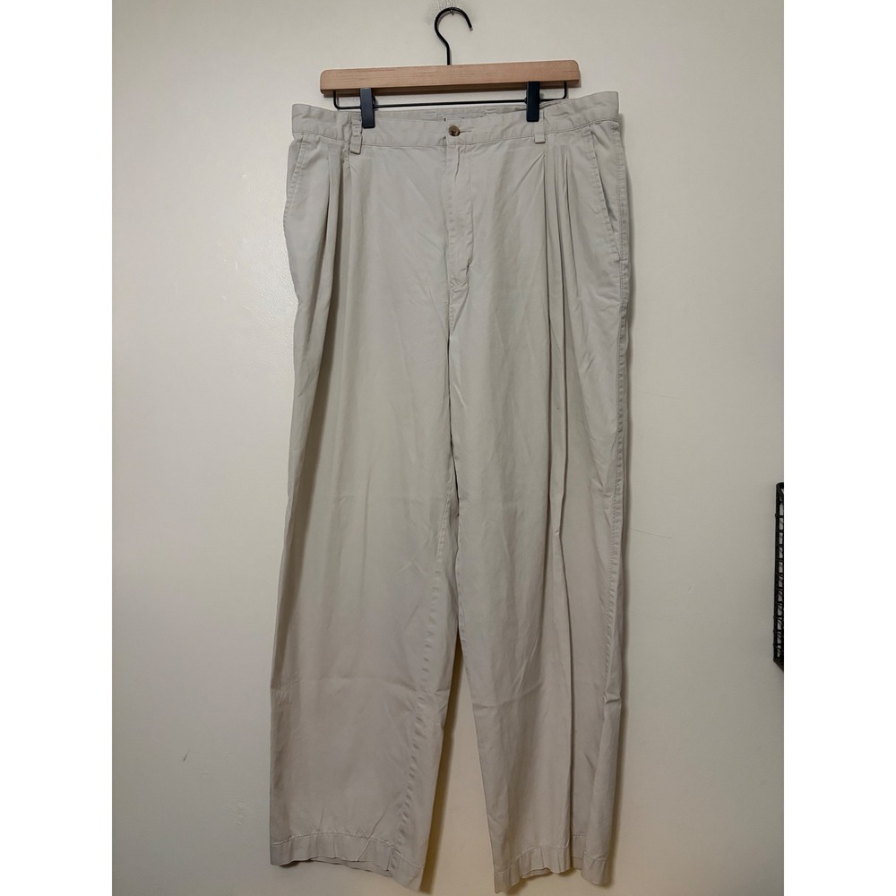 Banana Republic Safari Mens Pleated Chino‎ Pants Stone Beige 100% Cotton 36x32
